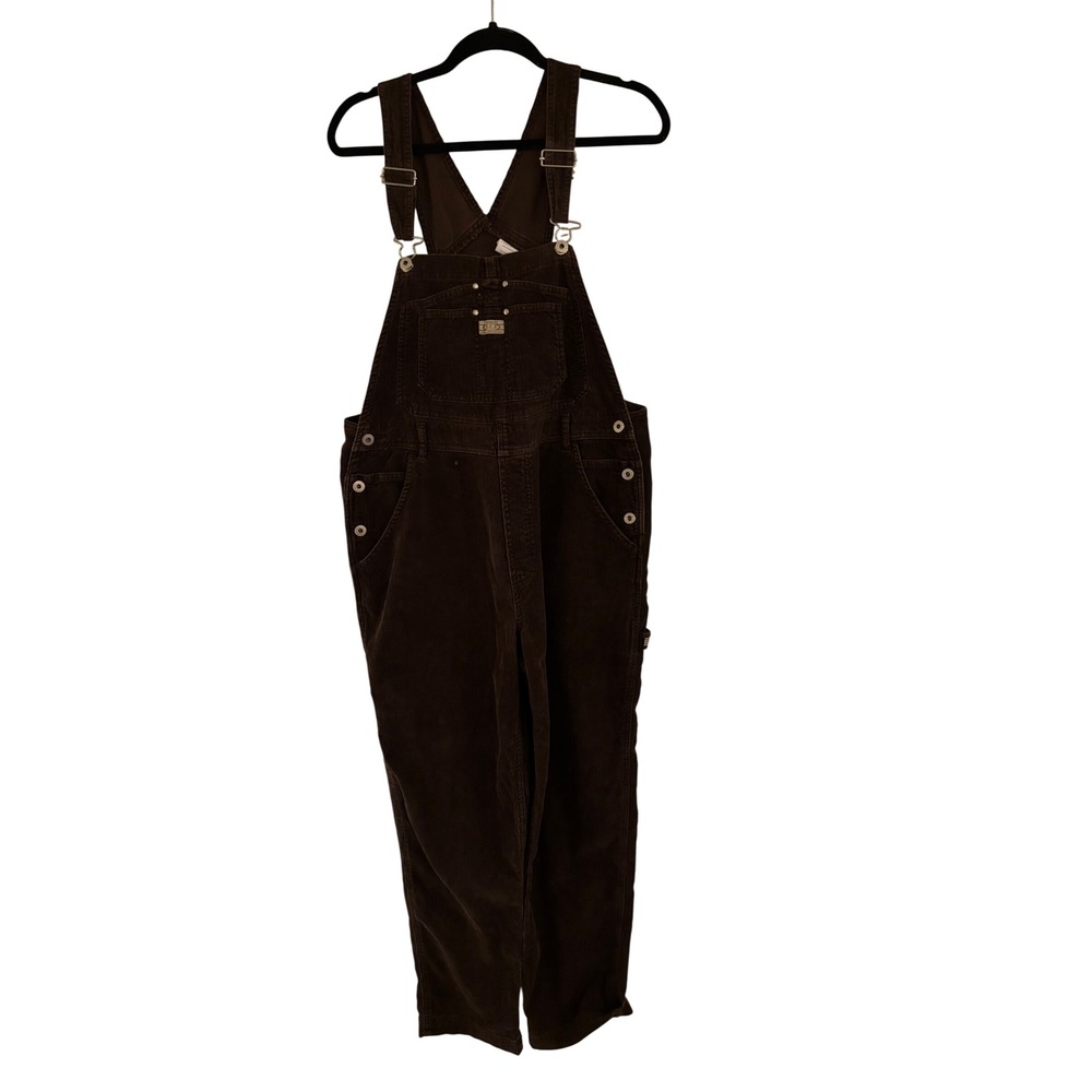 Jordache Brown Corduroy Overalls Womens Large 11-13 Vintage Style 10 7715 11 J